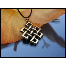 Baldur Jewelry - Tibetan Endless Love Knot Pendant Necklace for Men Women - Celtic Knot Necklace - Brass Eternal Knot Pendant Charm Amulet - Valentine Love Necklace - Friendship knot Necklace Jewelry