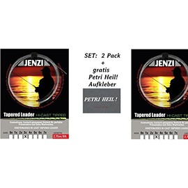 Set: 2 Pack Knotless Tapered Leader 3x/0.2/0.4 + Free Petri Heil. [German Language