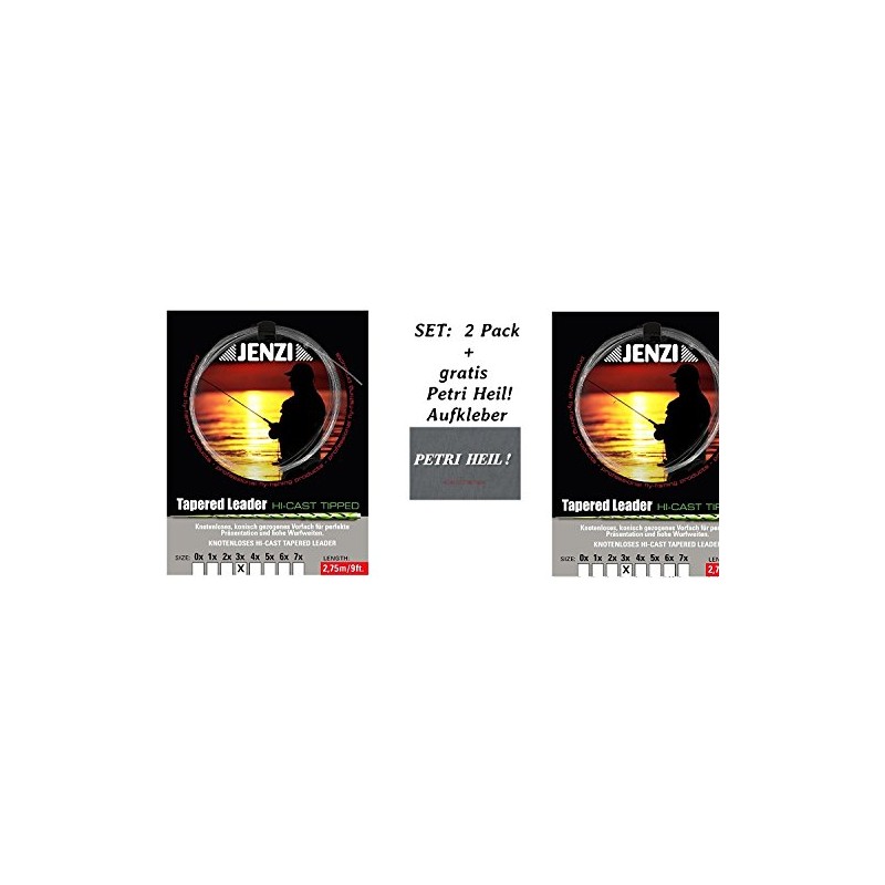 Set: 2 Pack Knotless Tapered Leader 3x/0.2/0.4 + Free Petri