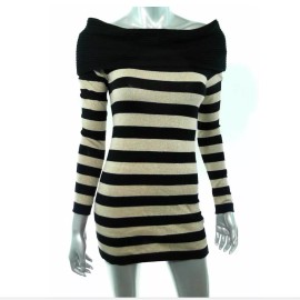 Inc Women Sweater Tunic Blouse Top XS Black Gold Metallic Long Sleeve Cowl Neck