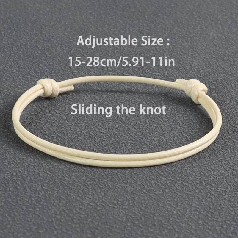 Anjiucc 12 Pcs Wax Rope Bracelet Cord Adjustable Knotted Handmade