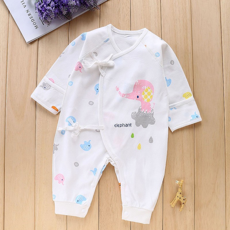 0-3Months Newborn Infant Baby Cartoon Clothes Strap Long Sleeve Cotton