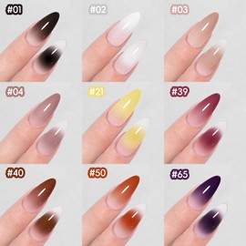 PEACECOLOR Gel Nail Set, 9 Colors Graduated Gel, Color Gel Kit, Includes 100 Nail Sponges, 2 Pcs Nail Stickers, Nail Lights, Manicure, Self-Nails, Beginners, Professionals, Gift