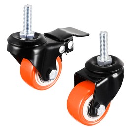 sourcing map 1.5 Inch Swivel Caster Wheels PU 360 Degree Threaded Stem Caster Wheel M8 x 25mm, 330lb Total Load Capacity, Pack of 4 (2 Pcs with Brake, 2 Pcs No Brake)