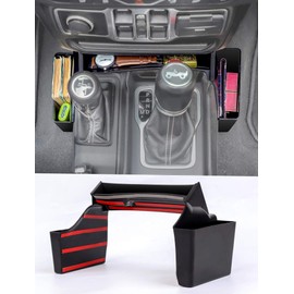 Savadicar Gear Shift Storage Organizer, Removable Console Side Tray Accessories for 2018-2024 Jeep Wrangler JL 4XE & Gladiator JT, Optimize Interior Storage Space, Black