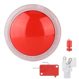 Tissting 100mm Game LED Light Button, 12V Lit Illuminated Push Big Arcade Pushing Show Buzzers For Arcadess Machine Video Games Parts (Red)