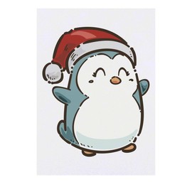 'Kawaii Penguin In Red Hat' Temporary Tattoo - Water Resistant, Skin-Safe, Non-Toxic Transfer (TO00080839)