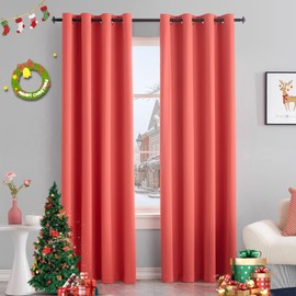 TOAVA DECO Coral Blackout Curtains 2 Panels for Bedroom - 84 Inch Length Thermal Insulated Room Darkening Grommet Drapes 1 Pair