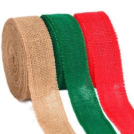 G2PLUS 30 m Jute Ribbon Burlap Ribbon Vintage 4 cm Wide Gift Ribbon Decorative Ribbon Jute Ribbons Natural for DIY Crafts Christmas Decoration Wedding Party