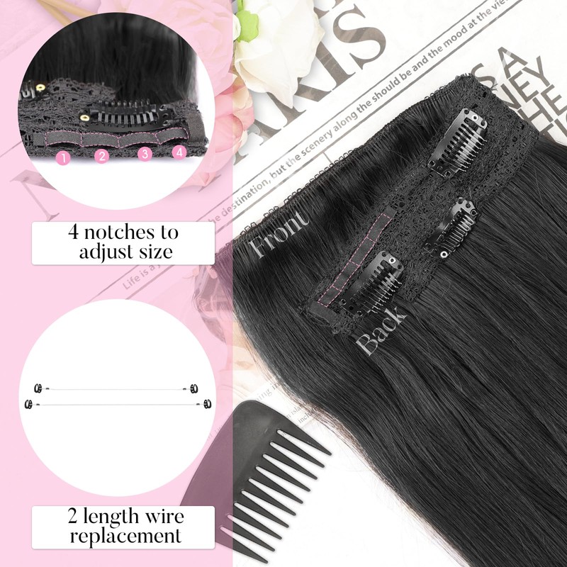 Invisible Wire Hair Extensions with Transparent Wire Adjustable Size 4