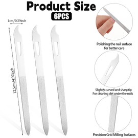 6PCS Metal Fingernail File, Double Sided Metal Nail File, Durable Thin Stainless Steel Nail Files for Filing Polishing, Manicure Pedicure Toenails Gentle Care Tools