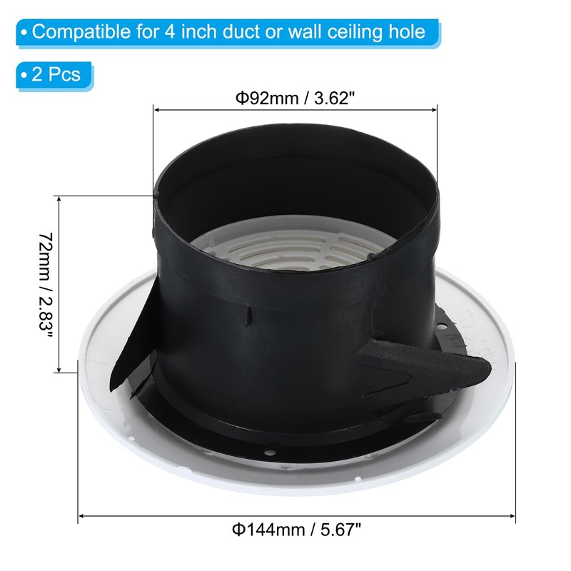 PATIKIL 4 Inch Round Air Vent, 2 Pack Adjustable Ceiling