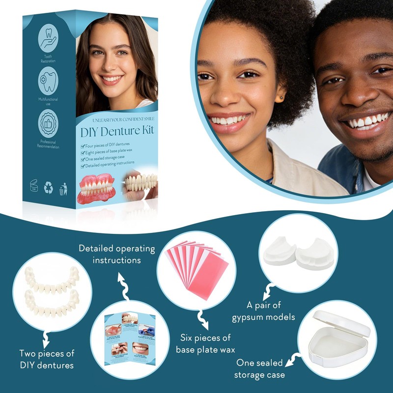 DIY Denture Kit, Temporary Full set of Dentures, DIY Full