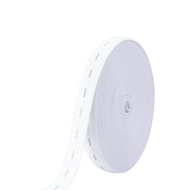10 m Elastic Band with Button Eyelets Wide 15 mm Elastic Band for Sewing White Flat Sewing Band Elastic Band with Buttonhole Elastic Band Sewing for Trouser Skirt Headband Waist Bands for Knitting