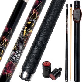 Collapsar CBP Pool Stick with 1X1 Hard Case,13mm Tip with Low Deflection Technology Billiard Cue,58" 2-Pieces 19-21 oz Professional Pool Cue Set