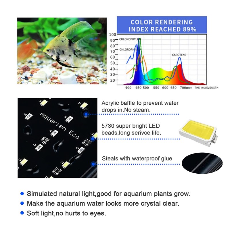 KZKR Upgraded Aquarium Light 11 to 78 inch Full Spectrum