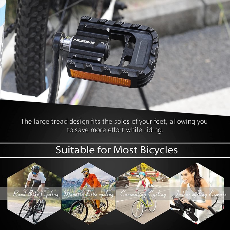 KABON Bicycle Pedal Foldable Non-Slip Bicycle Pedal Set with Reflectors