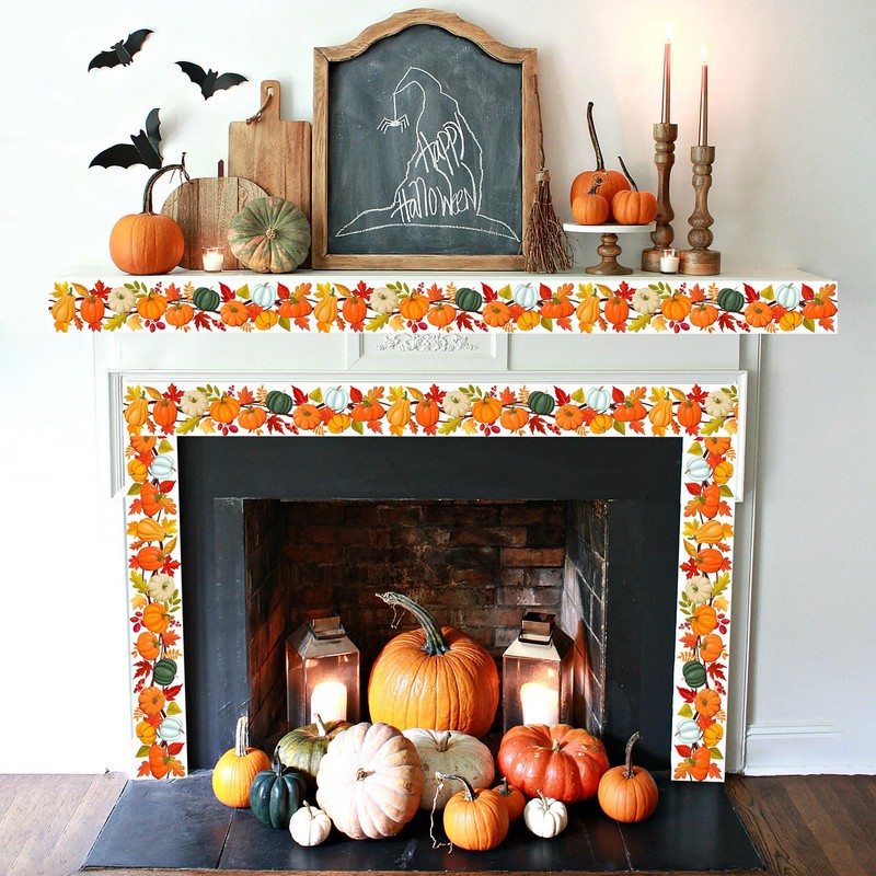 Lucleag 65.6 Ft Fall Pumpkin Bulletin Board Border, Self-Adhesive Pumpkins