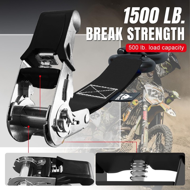 Jack Boss Ratchet Tie Down Straps Set,1500 lbs Break Strength,