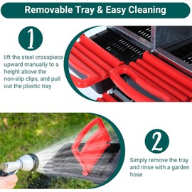 Chicken Nesting Boxes, 8 Compartments Metal Hens Egg Laying Box with Roll Away Egg Collection Tray and Perch, Wall Mountable Chicken Laying Box Nesting Boxes for Chickens- Red Without Legs