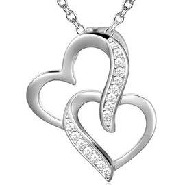 Women's / Girls' Jewellery Set 925 Sterling Silver Cubic Zirconia Heart Necklace Earrings, Genuine 925 sterling silver, Cubic Zirconia