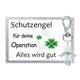 MKISHINE Guardian Angel Keyring for Operation - Alles wird gut - Lucky Charm Encouragement, Strengthening, Encouragement, Appeal, transparent