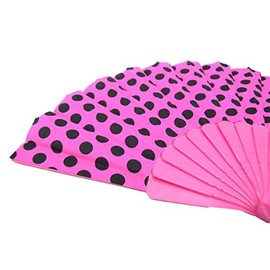 Z&H Pink and Black Polka Dot Fan, Plastic, Traditional Spanish Flamingo Fan, One Size