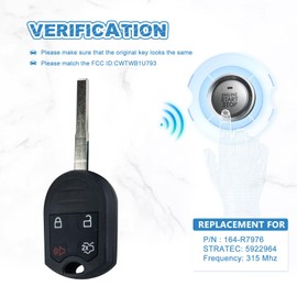 NorthAmerica Remote 4 BTN Car Key Fob 315 MHz Replacement for 2011-2016 Ford Fiesta Keyless Entry Remote CWTWB1U793 164-R7976 (1)