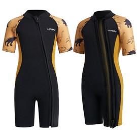 Lansru Children's Wetsuit - 2.0 mm Short Neoprene for Boys, Pioneer Wisconsin Full Zip, UV Protection, Thermal Wetsuit for Surfing, Swimming and Diving