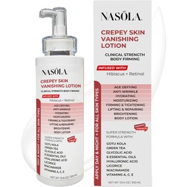 Nasola Crepe Erase Advanced Body Repair Treatment Lotion with Retinol and Hibiscus, Skin Tightening and Lifting Cream Moisturizer for Dry Aging Skin includes Vitamin A, E, and C, and Green Tea, 10.14 Oz
