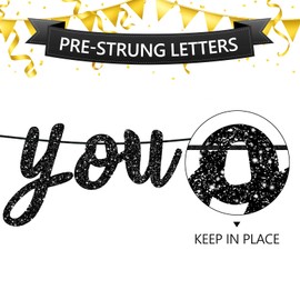 Pre-Strung Retirement Party Decorations - Graduation Farewell Decorations Party,We Will Miss You Banner,Black Going Away Party Decorations for Office Coworker Send Off,Goodbye Teacher Leaving