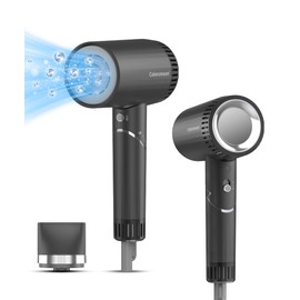 Colorsmoon Hair Dryer, 100,000 RPM High-Speed Ionic Blow Dryer for Fast Drying, 500Millions Negative Ions Care, Heat-Control, Low Noise Hair Dryer with Diffuser & Nozzle, Compact & Foldable for Home