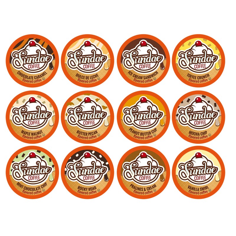 Sundae Ice Cream Flavored K-Cups Coffee Variety Pack, Keurig K-Cup,