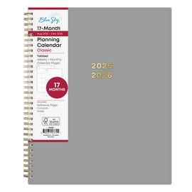 Blue Sky 17 Month 2025-2026 Weekly and Monthly Academic Year Planner Calendar, August 2025 - December 2026, 8.5" x 11", Flexible Cover, Wirebound, Laminated Tabs, Silver Metallic