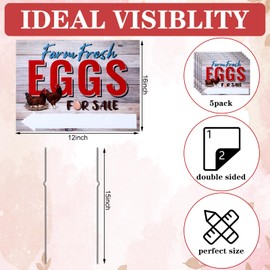 Sintuff 5 Pcs Farm Fresh Eggs for Sale Sign 12 x 16 Inch with Stakes 200 Pcs 2 x 3.5 Inch Fresh Farm Eggs Handling Instructions 200 Farm Fresh Eggs Carton Labels 2 Inch Egg Handling Stickers (Vintage)