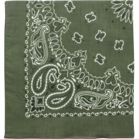ARMYU Classic Trainmen Paisley Bandanas, Military Army Head Scarf Do-rag Cotton Bandanna (Olive Drab - 22")