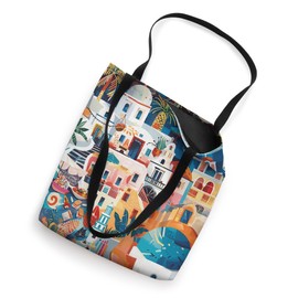 Eclectic Santorini Collage European Charm Cityscape Greece Tote Bag