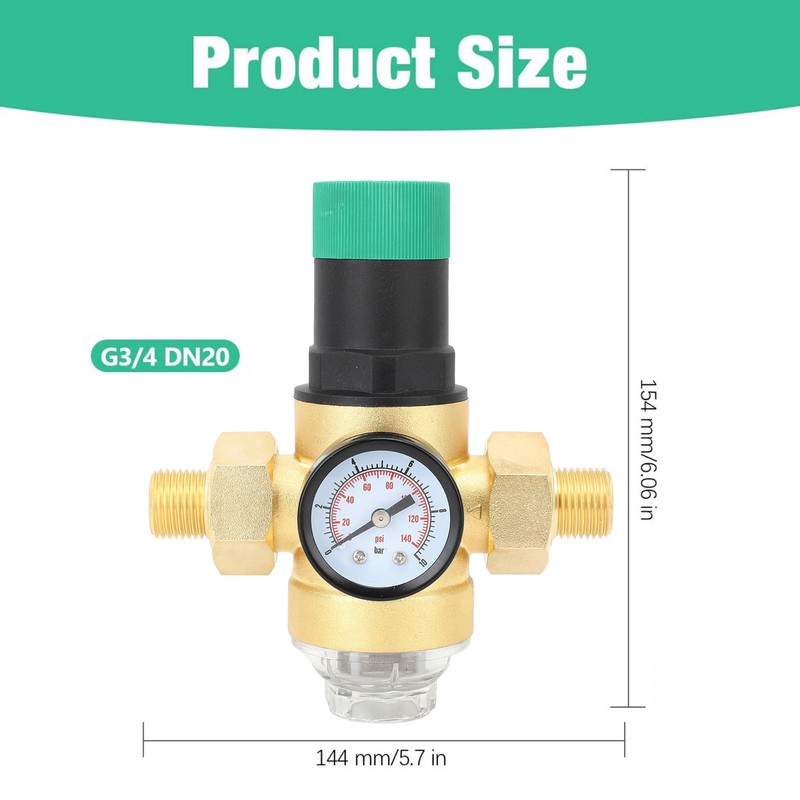 Water Pressure Regulator Brass G3/4 Water Pressure Reducer Valve with