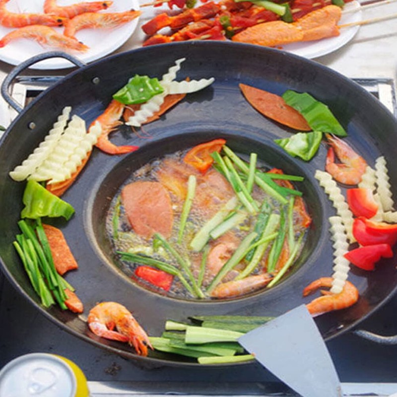 Happyyami Frying Concave Pan Stainless Steel Griddle Concave Discada Disc