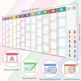Academic Wall Planner 2025/2026, Wall Calendar Planner 2025-2026 UK Large for Family, School or Office, August 2025 - July 2026, 120 x 42 cm, XXXLarge, Colorful