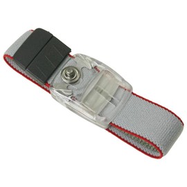 WETEC One Touch ESD Wrist Band Connection Type DK 4 mm (Wrist Grounding Band Grounding Band Personal Grounding Band) Colour: Grey/Red, Adjustable, Elastic, Anti-Allergic