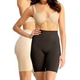 MeMoi 2 Pack Extra High-Waisted Bonded Thigh Shapers Nude/Black Extra Large
