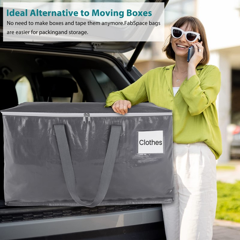 Fabspace Moving Bags Heavy Duty with Strong Zippers and Handles