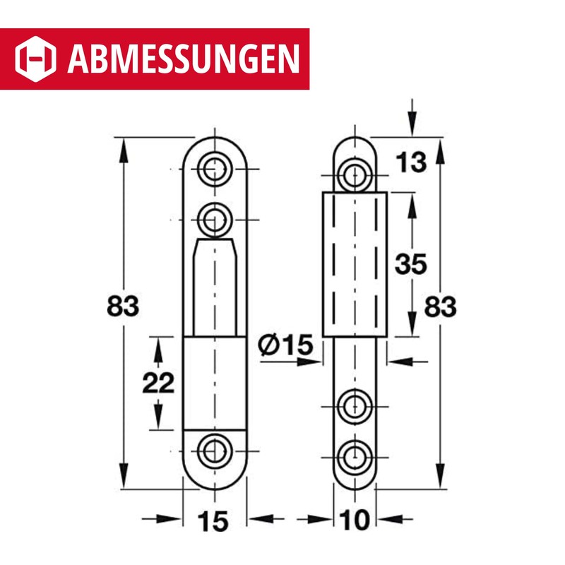 Gedotec® Renovation hinges, surface-mounted hinges, door hinges for internal doors