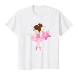 Kids Kids 4th Birthday Ballerina Gift for 4 Year Old Girls T-Shirt