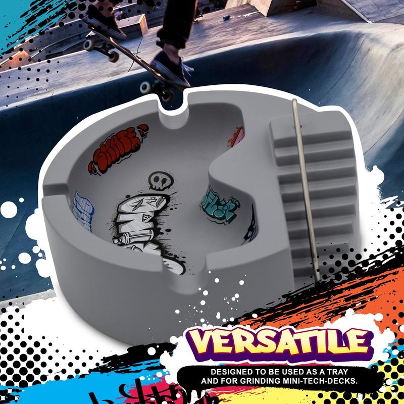 Concrete Skatepark Tray - 100% Solid Concrete, 6.5in Round Base,