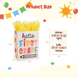 Linelglobal Kindergarten Graduation Gift Bag with Wrapping Tissue for Grade One Boy Girl 12.6" Primary Elementary