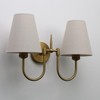 Pathson 2-Lights Linen Fabric Wall Sconce Light, Hardwired Double Curved