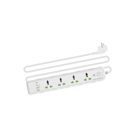 ROAD WARRIOR RW130WH Power Strip with USB & Cord for International Use, 4 AC Ports, 2 USB-A, 2 USB-C Ports, White