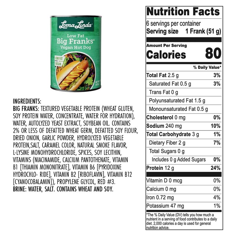 Loma Linda - Plant-Based Meats (Big Franks®, Low Fat (15